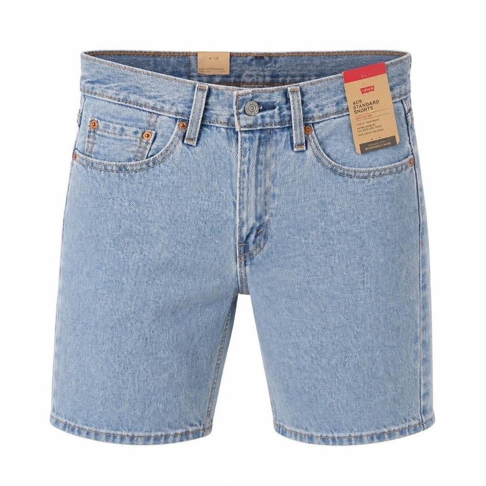 Levis 405 Jean Shorts Mens 29 Blue Denim Y2K 90s Grunge Skater Jorts Light Wash